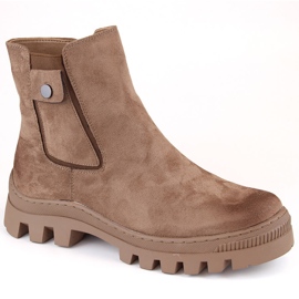 Bottines femme en daim avec poche, isolées marron Potocki SZ12163 brun