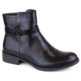 M. DASZYŃSKI Bottines isolées noires à talons plats pour femme M.Daszyński le noir