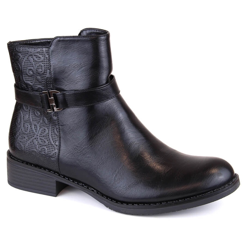 M. DASZYŃSKI Bottines isolées noires à talons plats pour femme M.Daszyński le noir