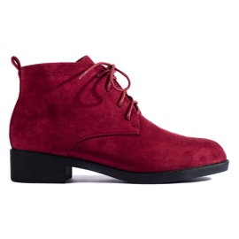 Bottines à lacets en daim bordeaux Shelovet rouge
