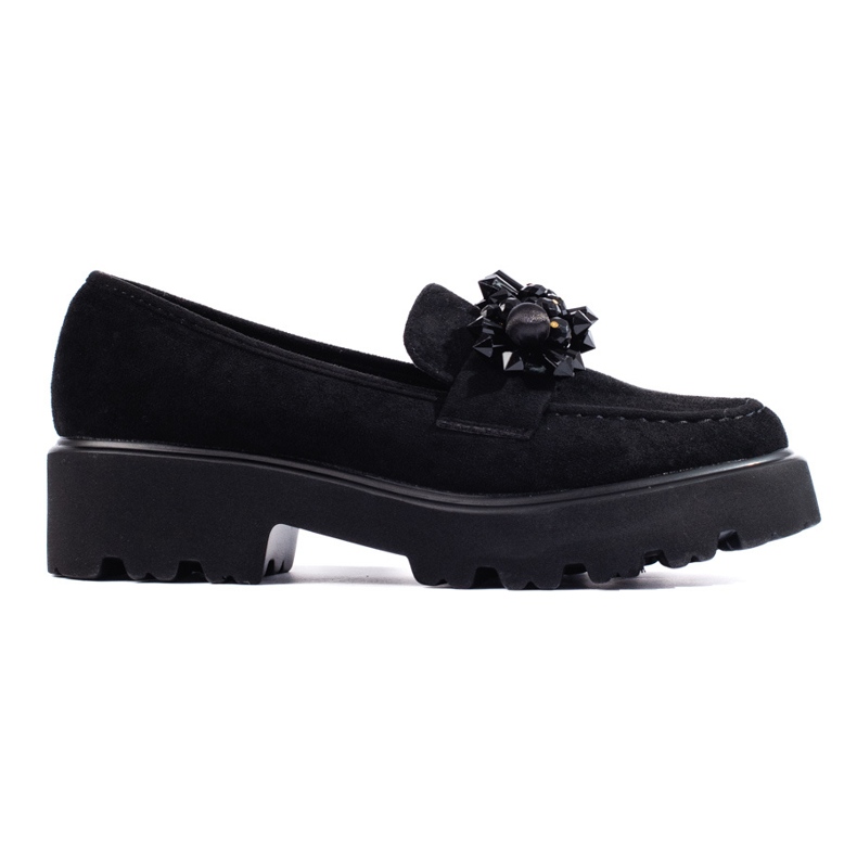 Mocassins femme Shelovet en daim noir le noir