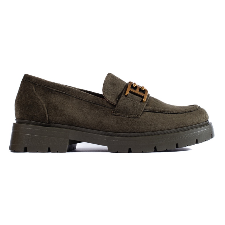 Mocassins femme Shelovet en daim vert foncé le noir