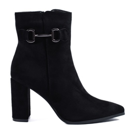 Bottines à talons hauts en daim noires Shelovet le noir
