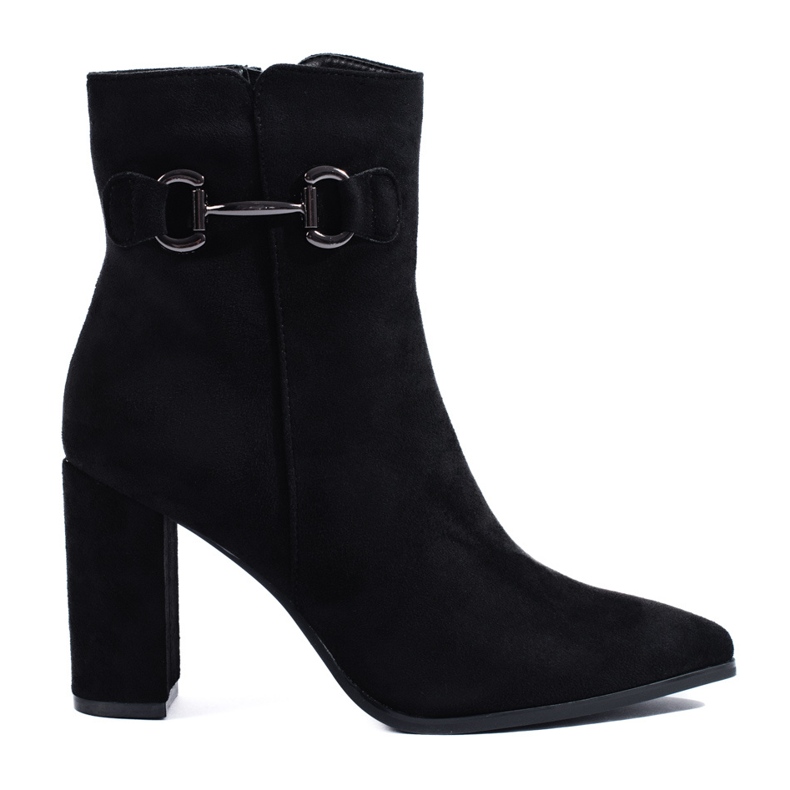 Bottines à talons hauts en daim noires Shelovet le noir