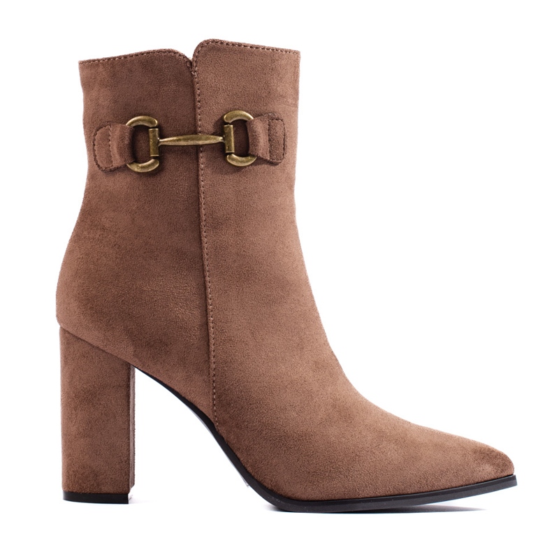 Bottines beiges en daim à talon haut de Shelovet
