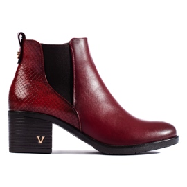 W. Potocki Bottines à talons hauts pour femmes bordeaux par Potocki rouge