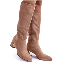 Bottes à talons hauts en daim beiges Inatris