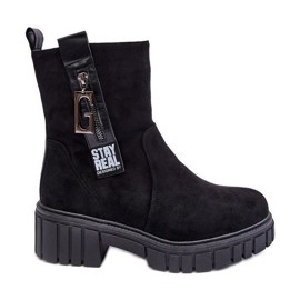 Bottines Plates En Daim Chunky Pour Femme Noir Lunai le noir