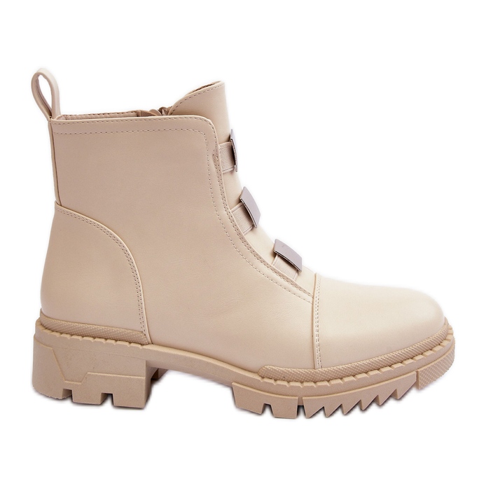 PS1 Bottines Plates En Cuir, Azulenn Beige Clair