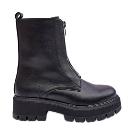 PS1 Bottines Plates En Cuir Avec Fermeture Éclair Noir Vimal le noir