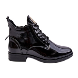 PH2 Chaussures femme en cuir verni avec décoration, Noir Attiame le noir