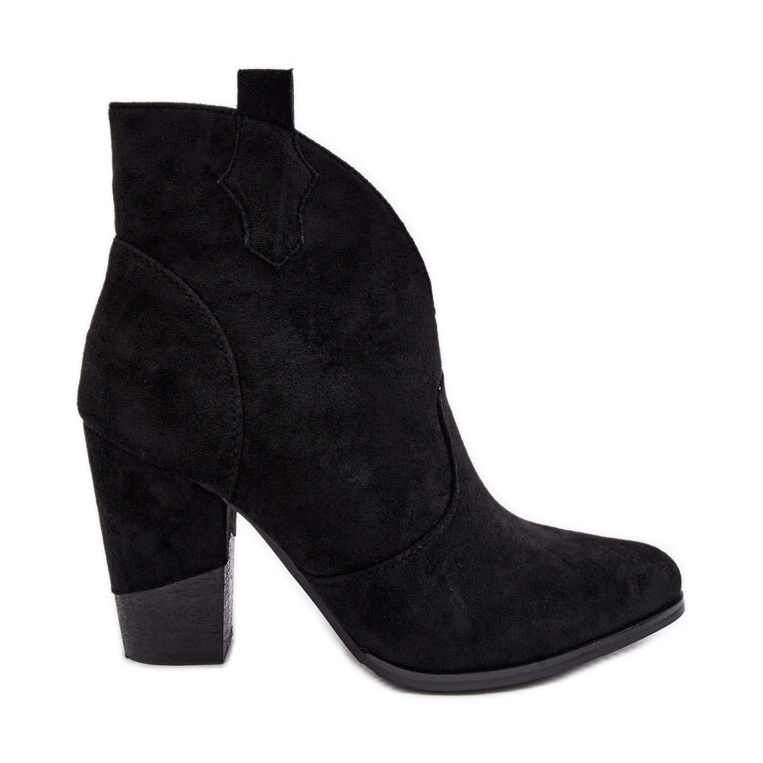 PS1 Bottes de cowboy en daim sur un tanneur noir à talons hauts le noir