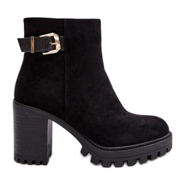 PS1 Bottines pour femmes en daim avec décoration Menoria noire