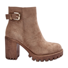 PS1 Bottines pour femmes en daim avec décoration Menoria beige
