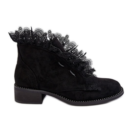 PS1 Bottines Plates Femme Daim Noir Klemovia