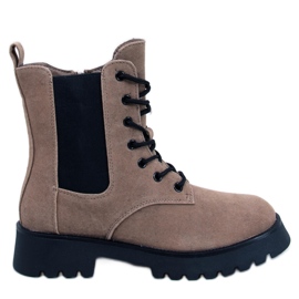 Franti Bottines Chelsea à lacets beiges