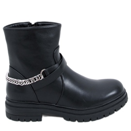 Cindy Bottines noires avec chaîne le noir