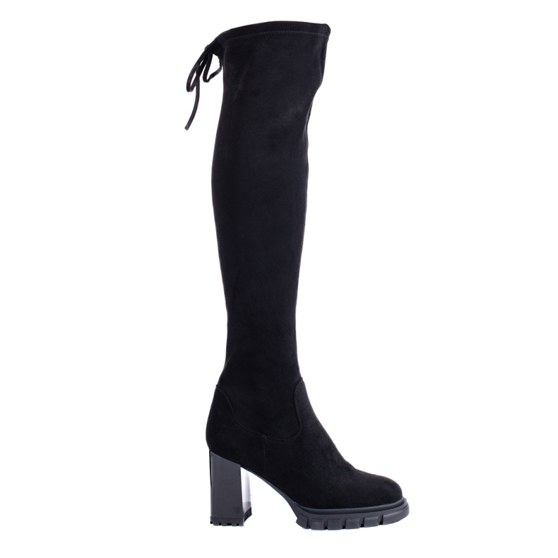 Bottes à talons hauts en daim noir Shelovet le noir