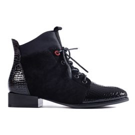 Bottines à lacets en daim noir Shelovet le noir