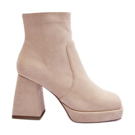 PS1 Bottines En Daim À Talons Hauts Massifs, Abnous Beige Clair