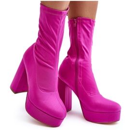 PH2 Bottines à talons hauts avec fermeture éclair, Fuchsia Peculia rose