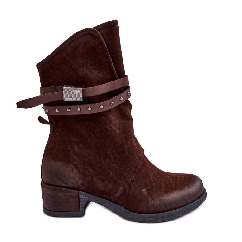 PS1 Bottes À Talons Bas Pour Femmes Avec Lanières Marron Thelereia brun
