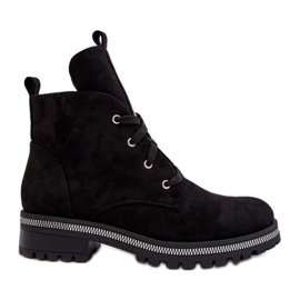 PS1 Bottines pour femmes en daim avec décoration Plesca noire