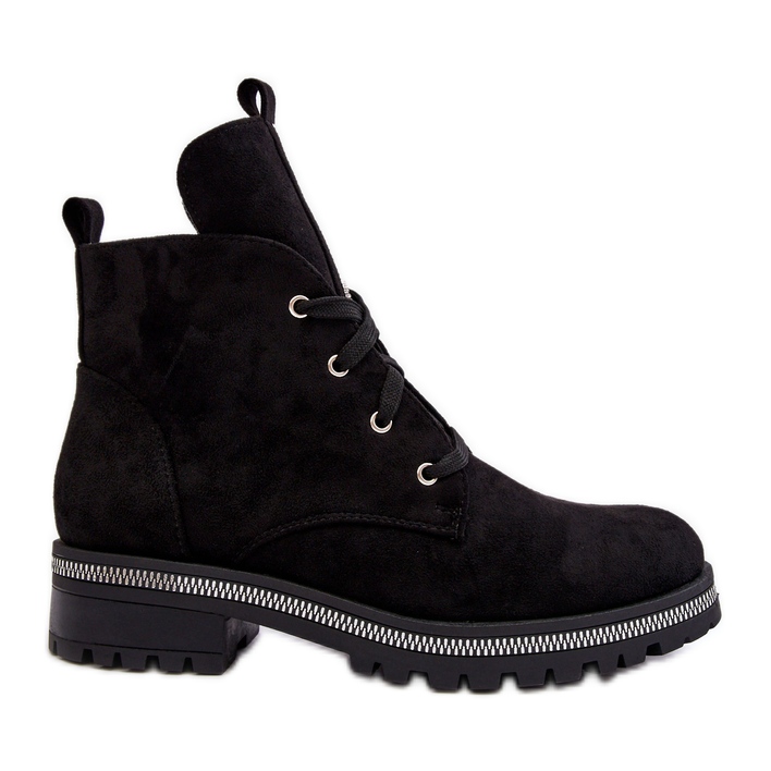 PS1 Bottines pour femmes en daim avec décoration Plesca noire le noir