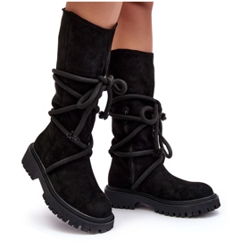 PS1 Bottines Femme En Daim À Lacets Noir Tanive le noir