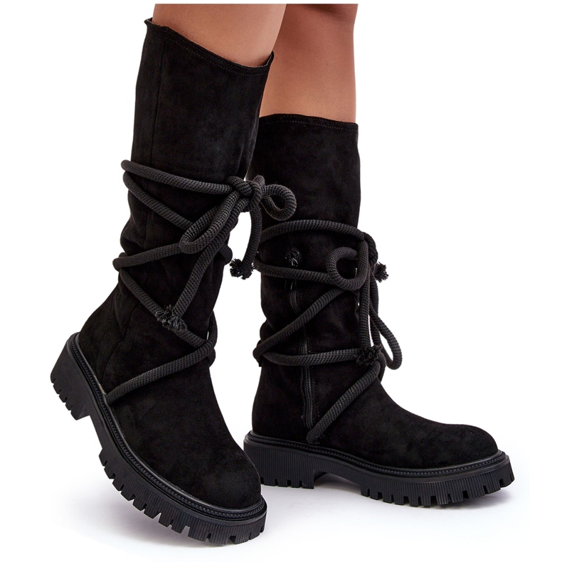 PS1 Bottines Femme En Daim À Lacets Noir Tanive le noir