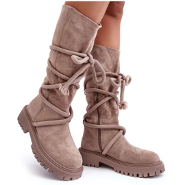 PS1 Bottines Femme Daim À Lacets Beige Tanive