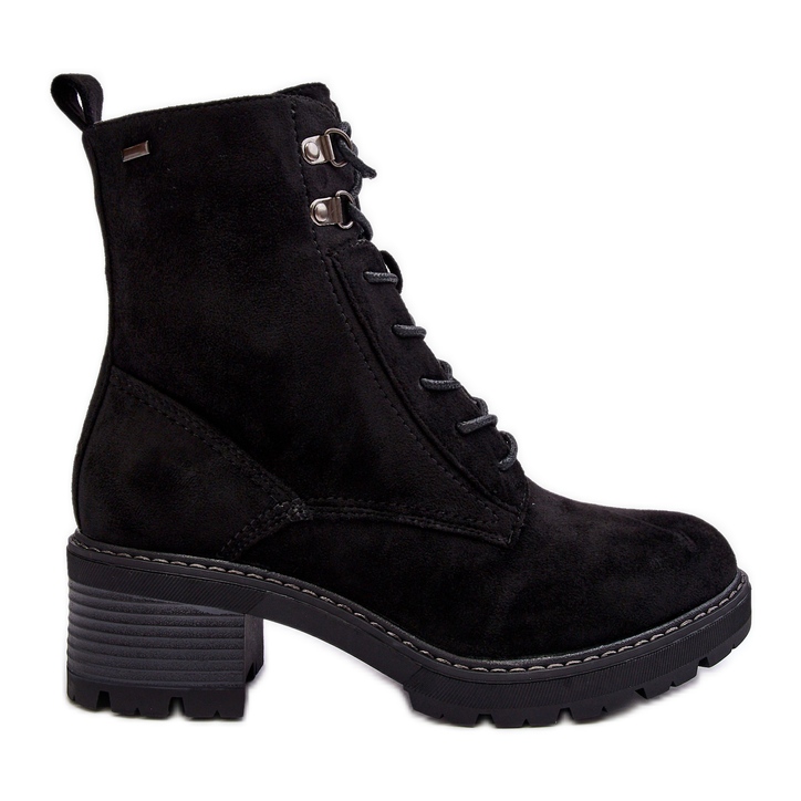 PS1 Bottines à lacets à talons bas pour femmes noires par Adinail le noir