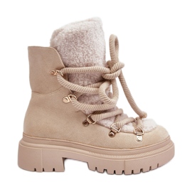PS1 Bottes De Neige Pour Femmes Avec Laçage Beige Clair Shala