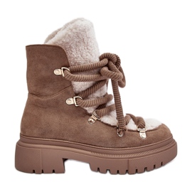 PS1 Bottes De Neige Pour Femmes Avec Laçage Beige Shala