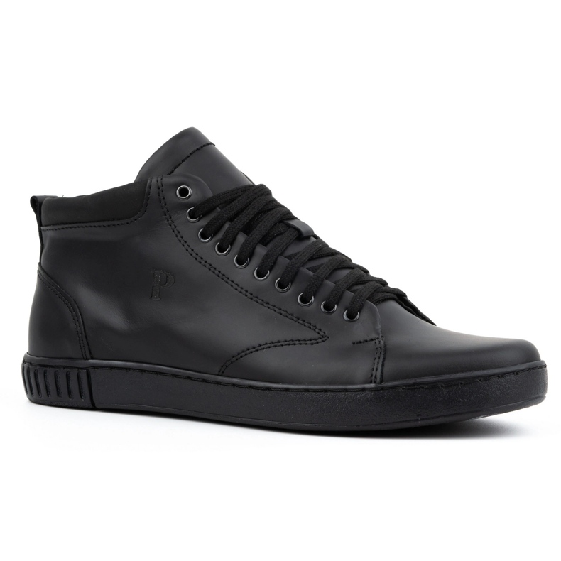 Polbut Baskets homme en cuir, non isolées, 2108, noires le noir