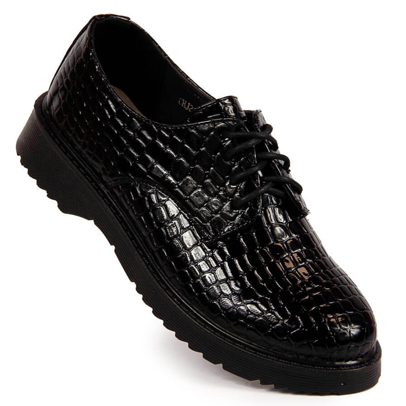 Chaussures richelieu laquées femme, noires, T.Sokolski J23-324 le noir