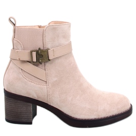 Yonda Bottines à talon stable beige