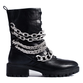 Bottes de travail noires pour femmes avec chaîne Shelovet