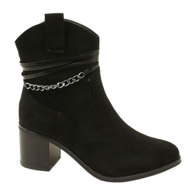 M.Daszyński Bottes de daim des femmes isolées avec une chaîne noire le noir