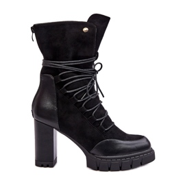 Bottines À Talons Hauts Pour Femmes Avec Laçage Noir Artie