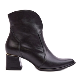 Lewski Shoes Bottes Cowboy En Cuir Pour Femme À Talon Haut Noir Lewski 3166/B/2