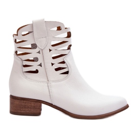 Lewski Shoes Bottines Cuir Ajourées Femme Blanc Lewski 3329