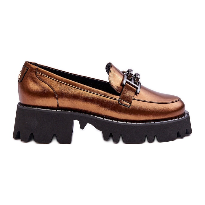 Laura Messi Mocassins en cuir pour femmes avec décoration Lyndani dorée d'or Laura Messi Mocassins en cuir pour femmes avec décoration Lyndani dorée d'or