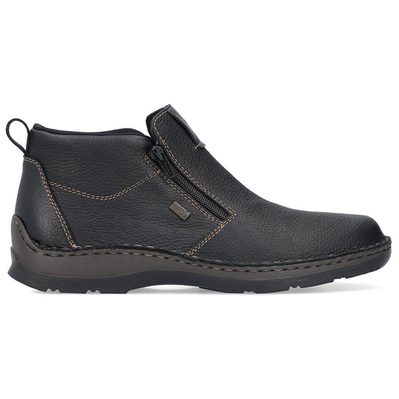 Bottines isolées en cuir pour hommes avec fermetures éclair, noir Rieker 05398-00 le noir