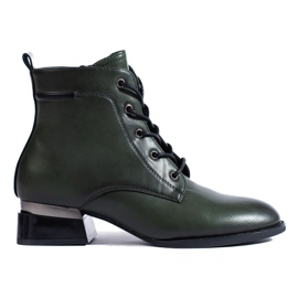 Bottines plates à lacets vert foncé de Vinceza