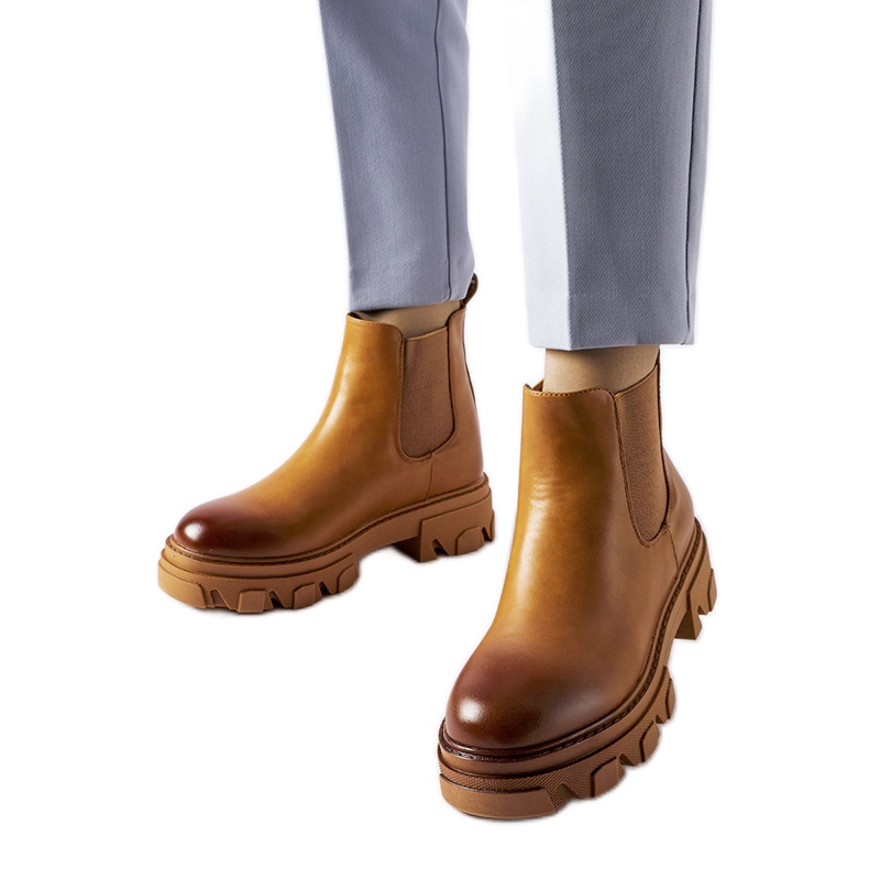 Bottines à enfiler massives marron de Castell brun