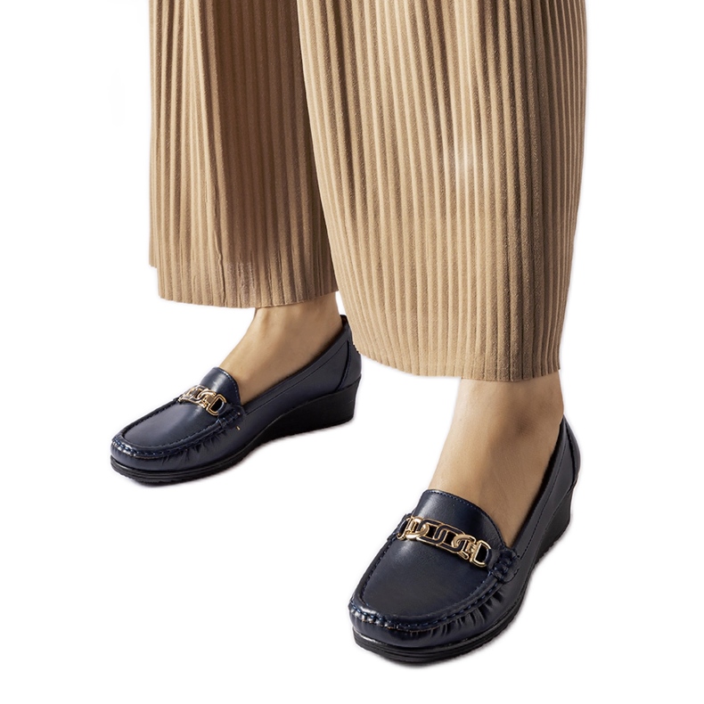 Mocassins bleu marine avec coin à boucle de Lerino