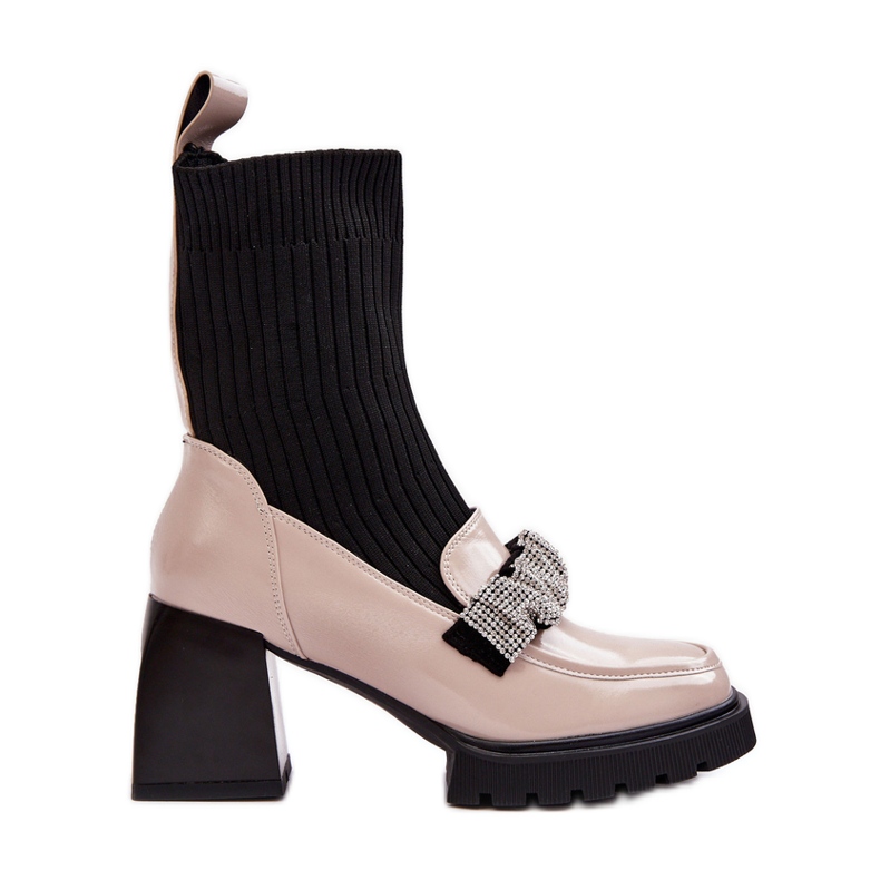 Bottes Femme Avec Chaussette Talons Hauts Beige S.Barski MR870-41