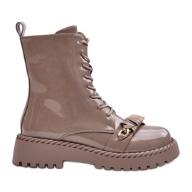 Bottines Worker Brevetées Pour Femme Avec Décoration Beige S.Barski MR870-67
