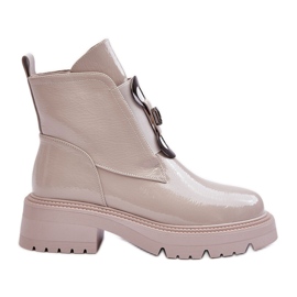 Bottes Femme Vernies Avec Décoration Beige S.Barski MR870-53